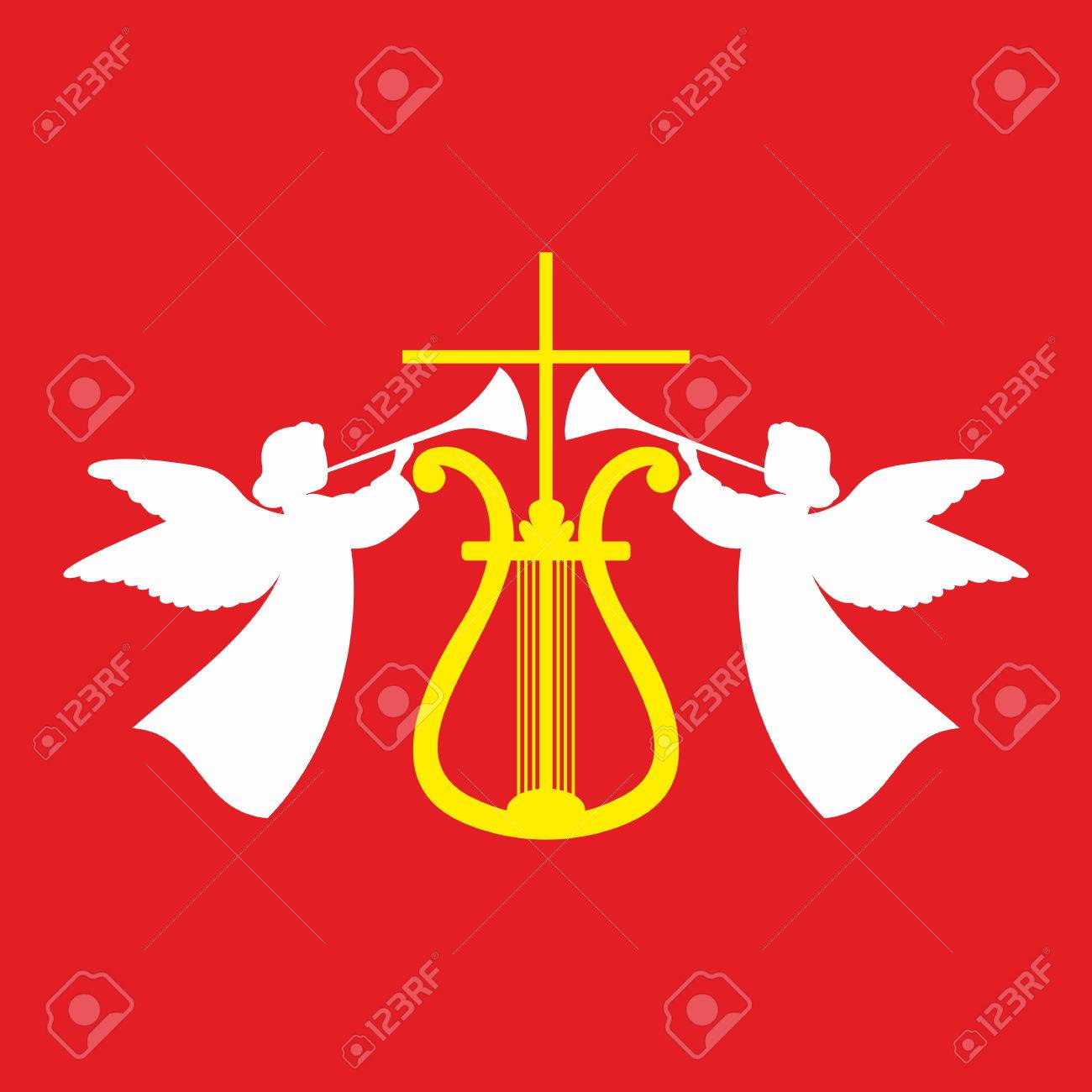 cross harp angels trumpets