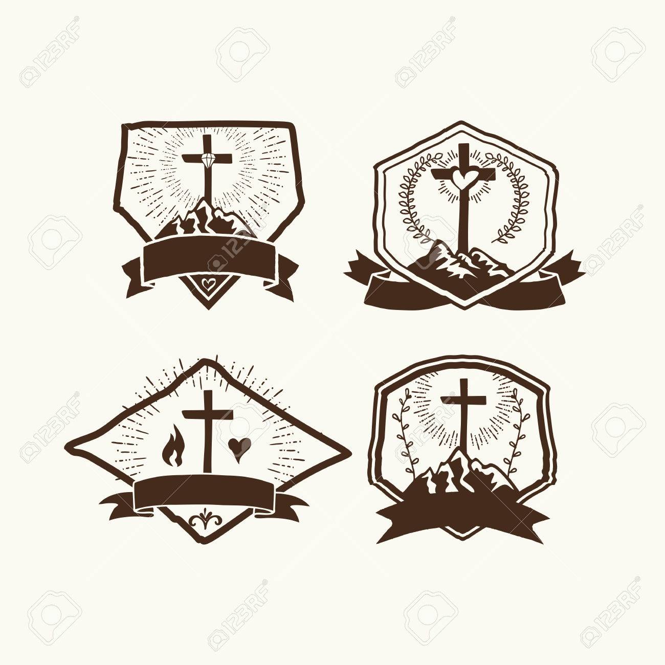 christian logos set church logo royalty free cliparts vectors