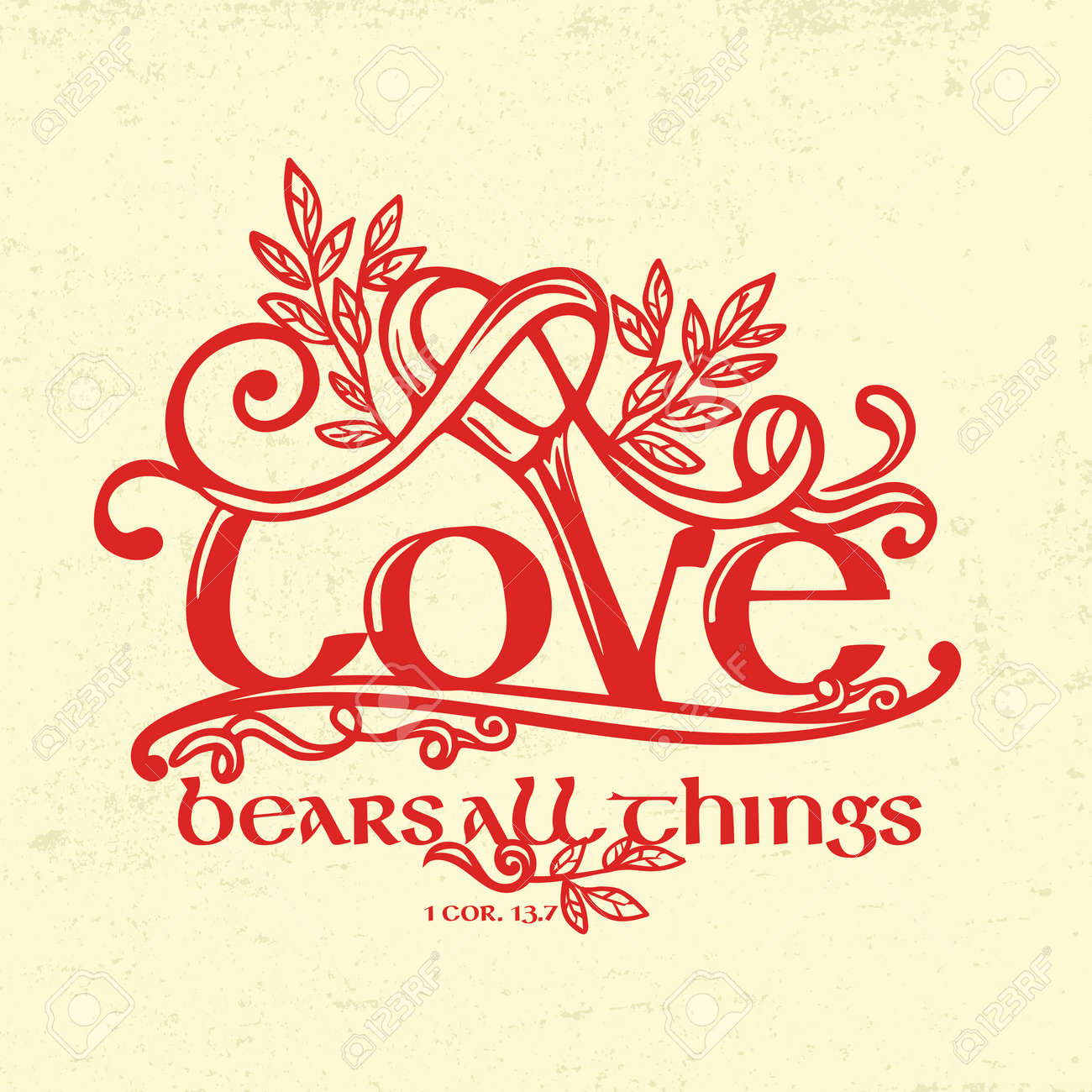 Biblical Illustration Christian Typographic Love Bears All