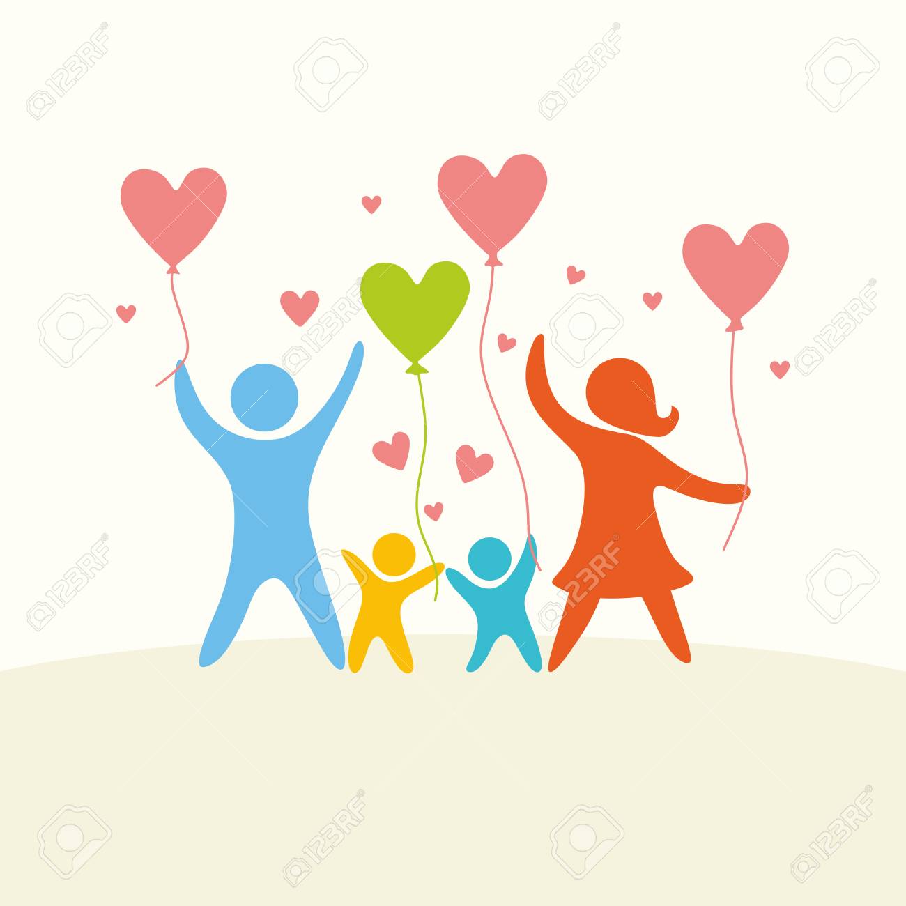 Vettoriale - Una Famiglia Felice. Figure Multicolori, I Membri Della  Famiglia Amorevole. I Genitori: Mamma, Papà, Bambini. Image 57377392.