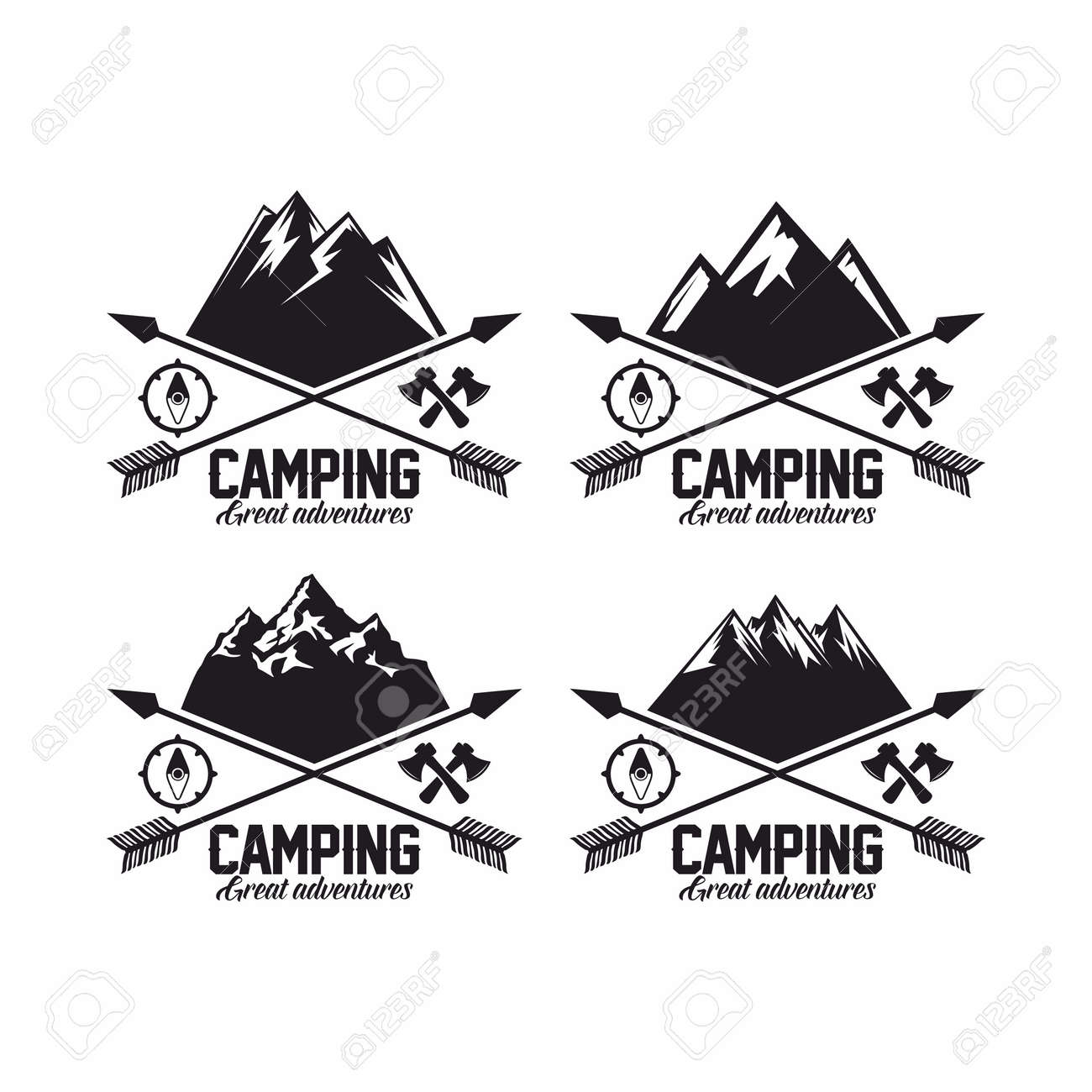 サマー キャンプ バッジ ロゴとラベルのイラスト素材 ベクタ Image