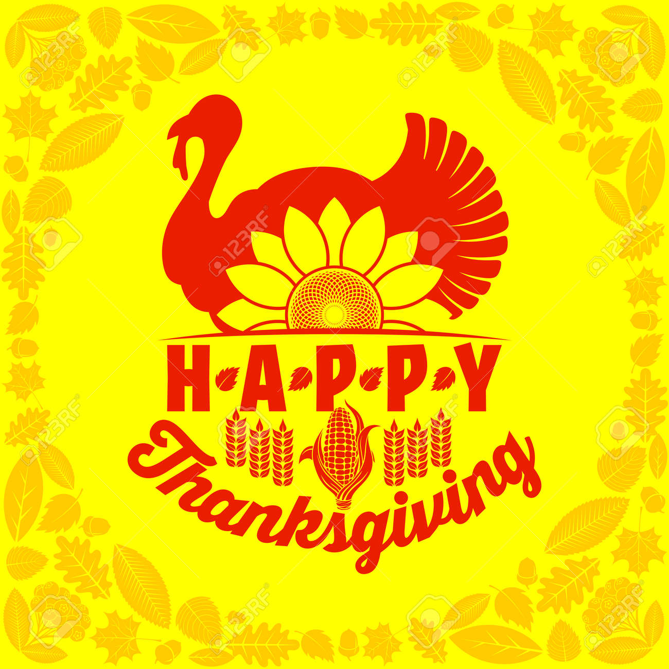 感謝祭のタイポグラフィ 秋の要素を持つ休日の説明文を美しく装飾されています のイラスト素材 ベクタ Image