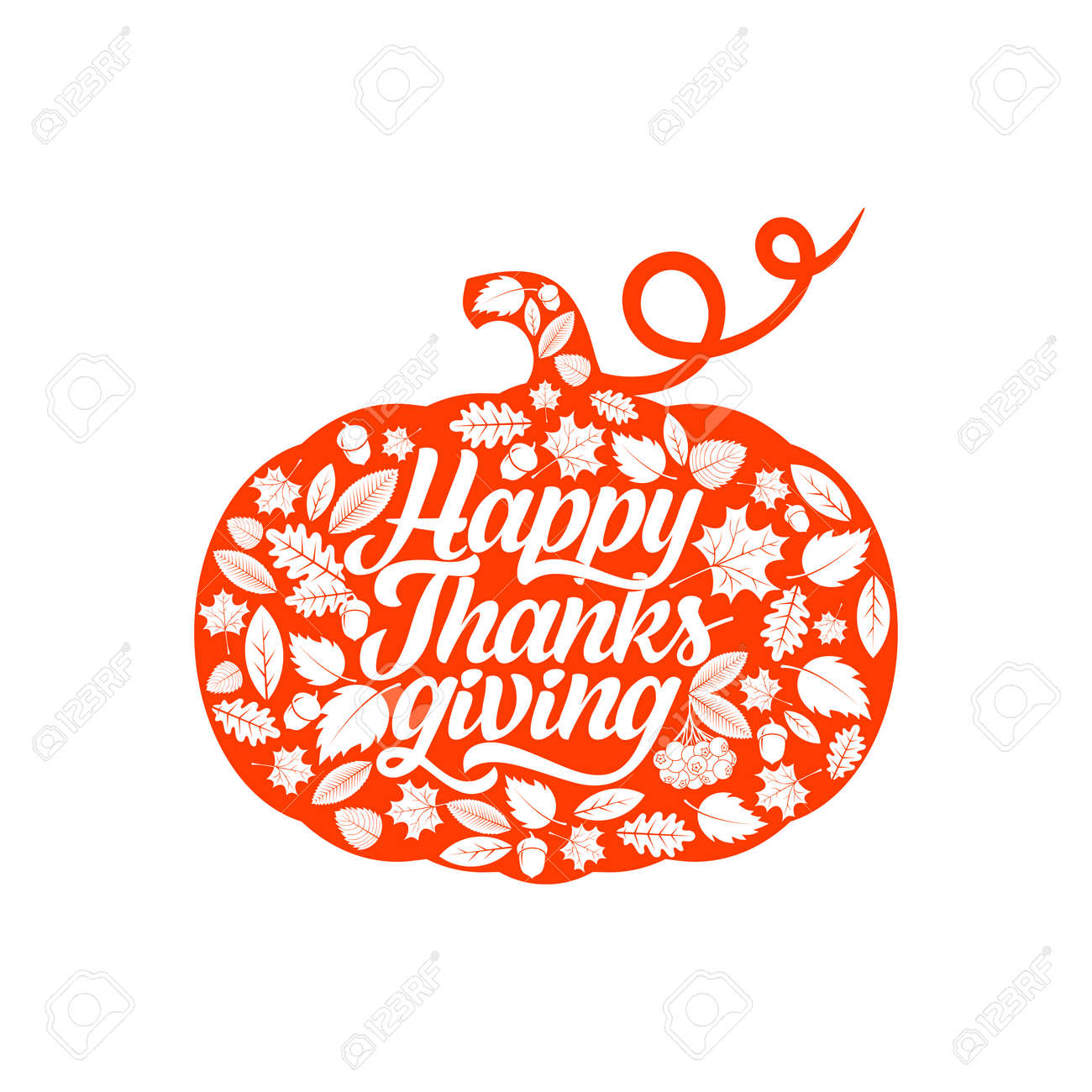 感謝祭のタイポグラフィ 秋の要素を持つ休日の説明文を美しく装飾されています のイラスト素材 ベクタ Image