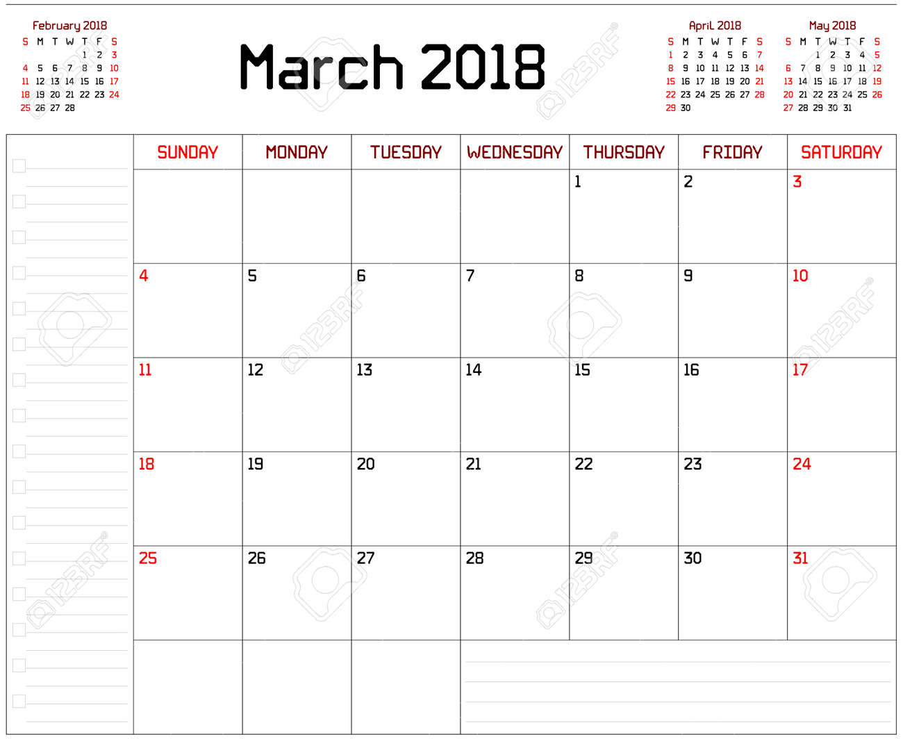 year 2018 march planner a monthly planner calendar for march