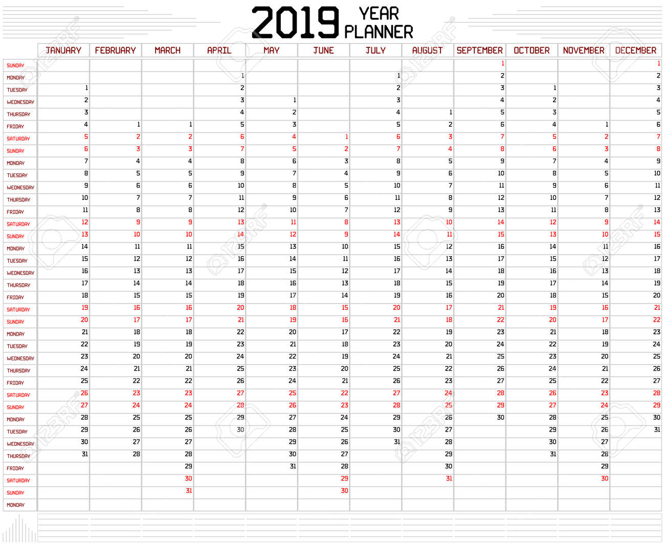 year 2019 planner an annual planner calendar for the year 2019 custom yearly planner