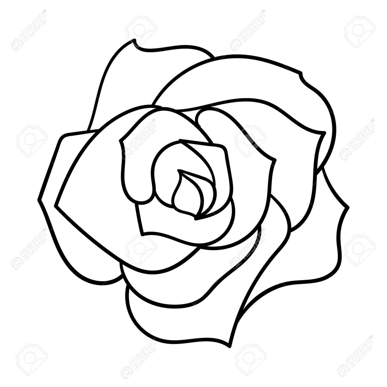 咲くバラの花。上からの眺め。花びらのつぼみ。シンプルな装飾要素の