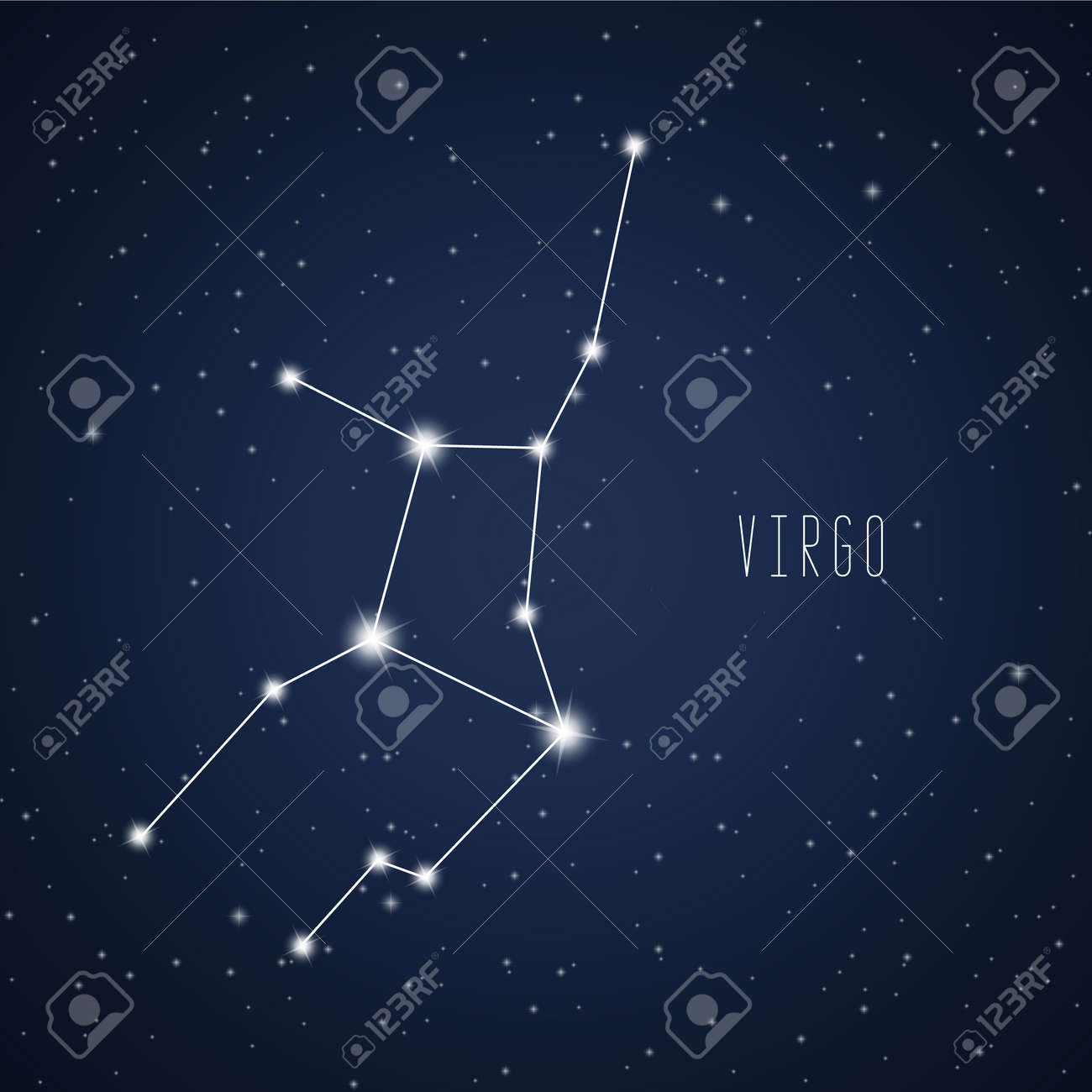 Vector illustration of Virgo constellation on the background of starry sky - 70670278 Vector illustration of Virgo constellation on the background of starry sky - 70670278
