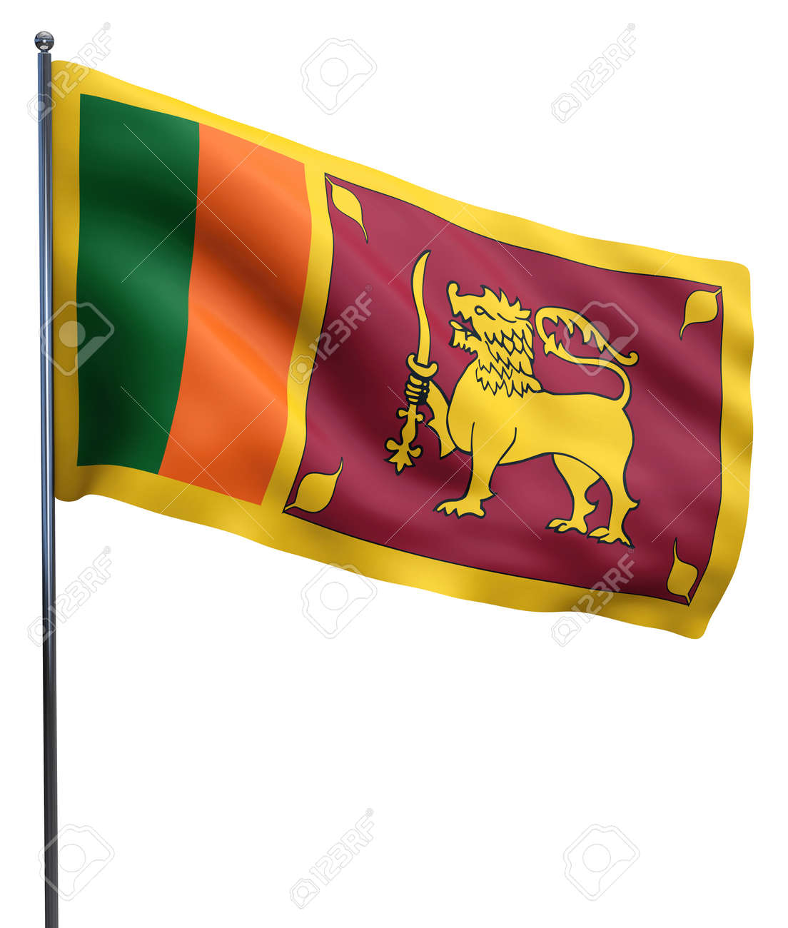 Sri Lanka Flag Waving Image Isolated On White Clipping Path