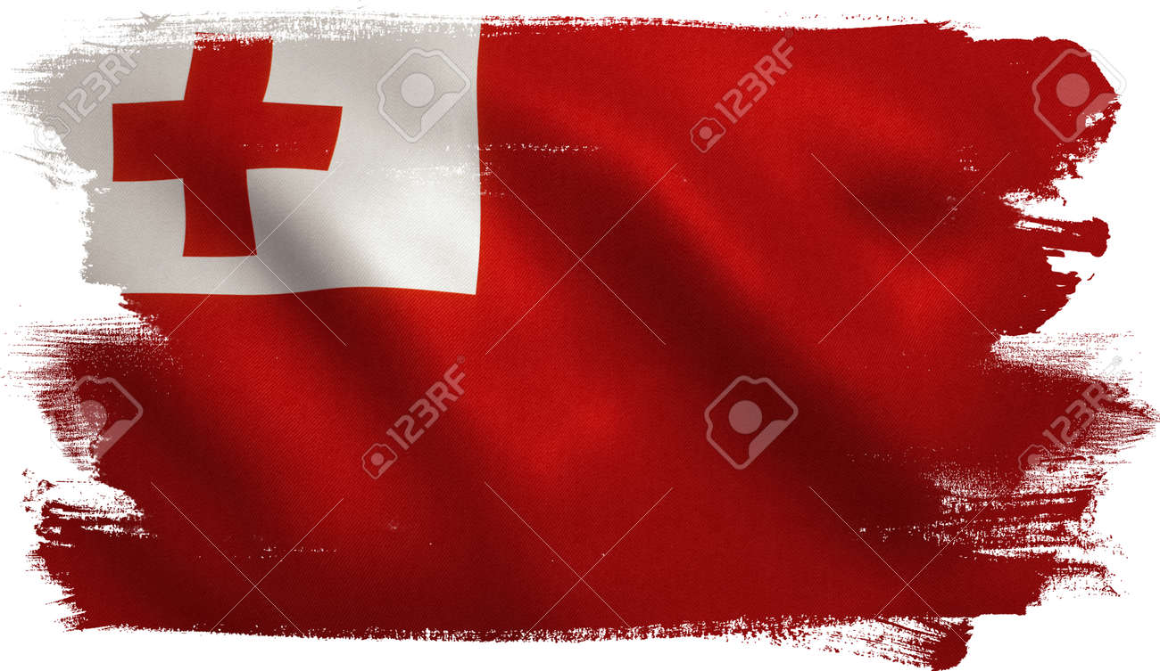 tonga flag with fabric texture 3d illustration stock photo