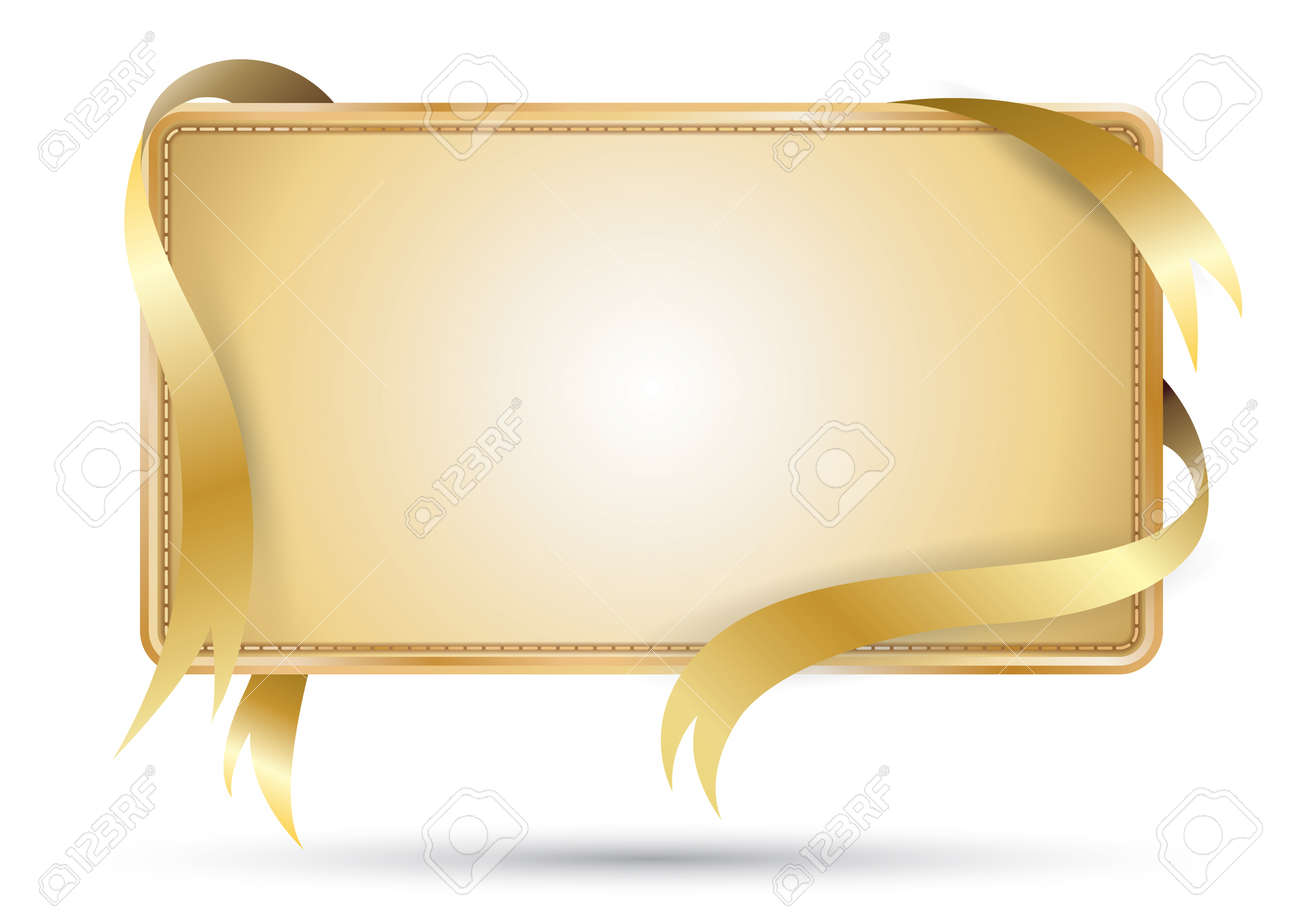 banner embroidery with gold ribbon royalty free cliparts vectors