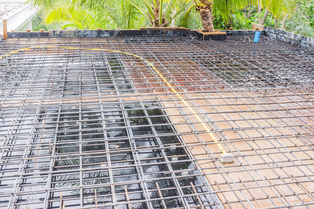 Construction Site Roof Slab With Reinforcement Bar On Formwork Is Ready To Pour Concrete Stock Photo Picture And Royalty Free Image Image 40965090