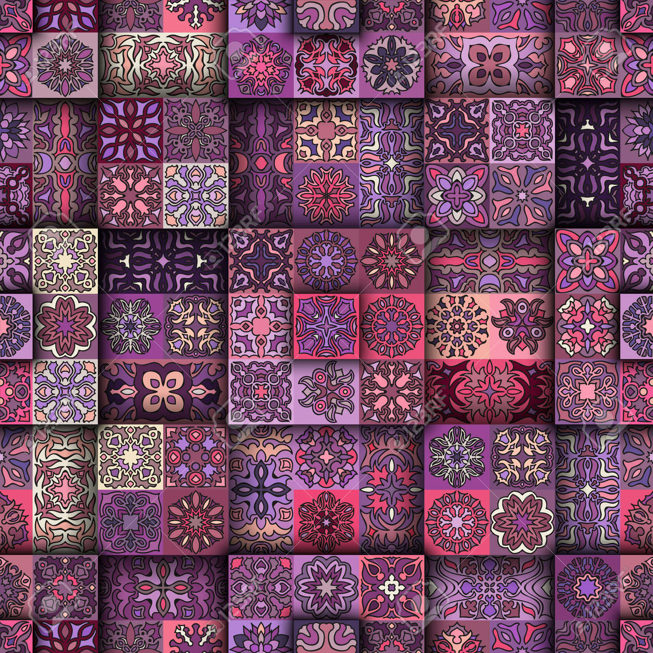 Colorful vintage seamless pattern with floral and mandala elements.Hand drawn background. Can be used for fabric, wallpaper, tile, wrapping, covers and carpet. Islam, Arabic, Indian, ottoman motifs. - 69590316 Colorful vintage seamless pattern with floral and mandala elements.Hand drawn background. Can be used for fabric, wallpaper, tile, wrapping, covers and carpet. Islam, Arabic, Indian, ottoman motifs. - 69590316
