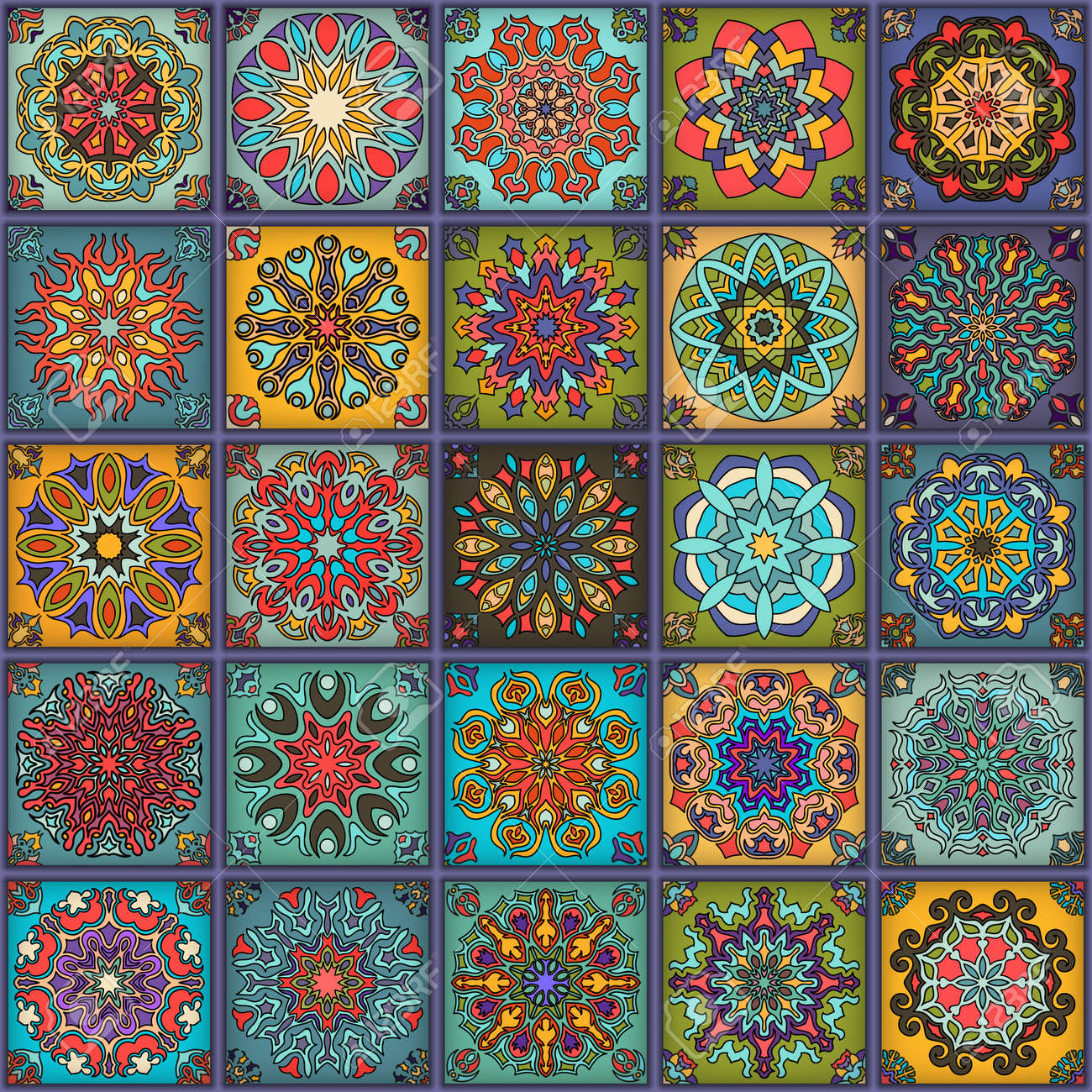 Vintage Bunte Nahtlose Blumen Und Mit Mandala Elemente hand Vintage Bunte Nahtlose Blumen Und Mit Mandala Elemente hand