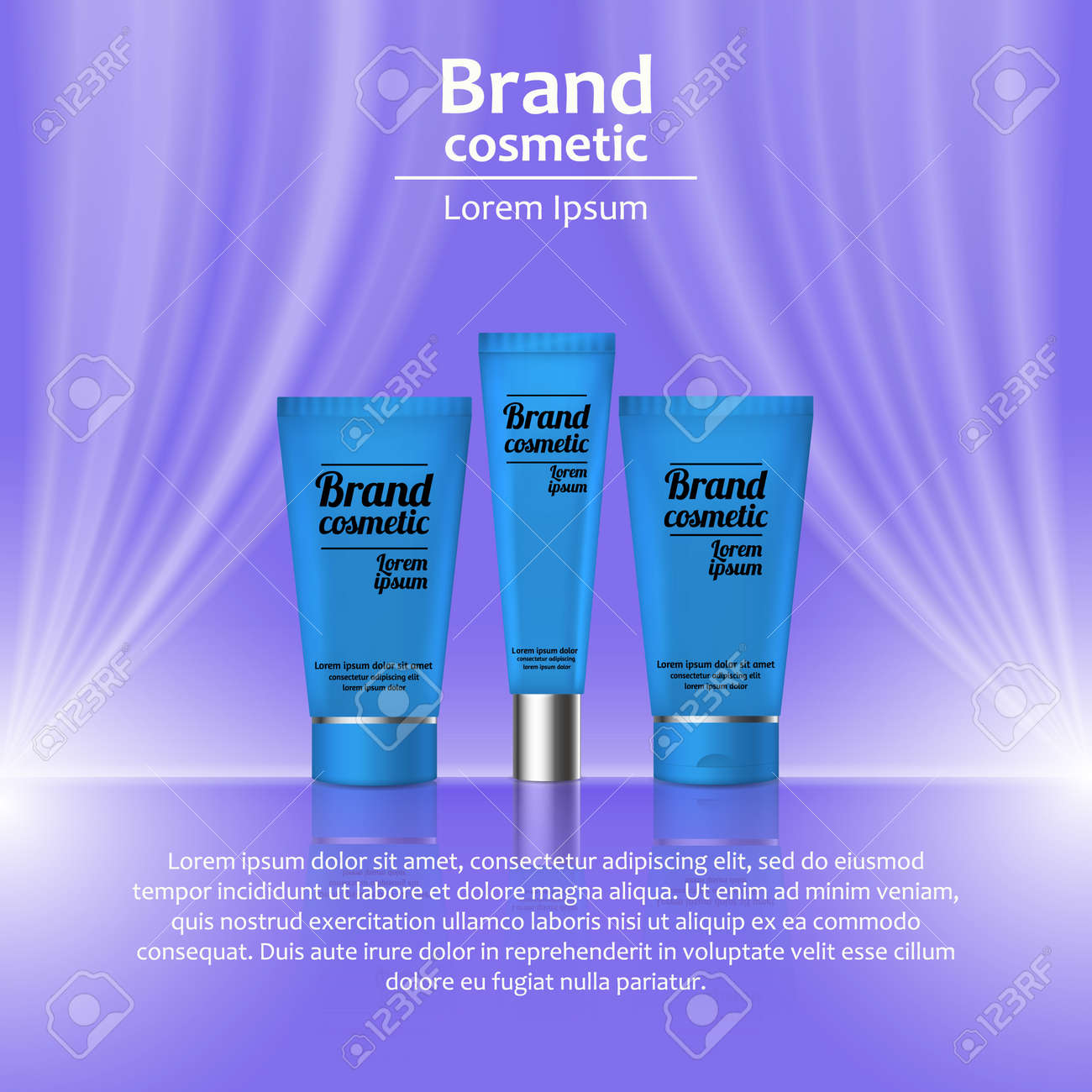 3d realistic cosmetic bottle ads template cosmetic brand