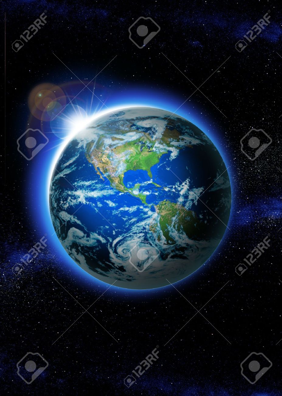 Planet Erde Mit Sonnenaufgang Im Weltraum Die Wiege Der Sonne Uber Der Erde Elemente Dieses Bildes Von Der Nasa Eingerichtet Lizenzfreie Fotos Bilder Und Stock Fotografie Image 13515669