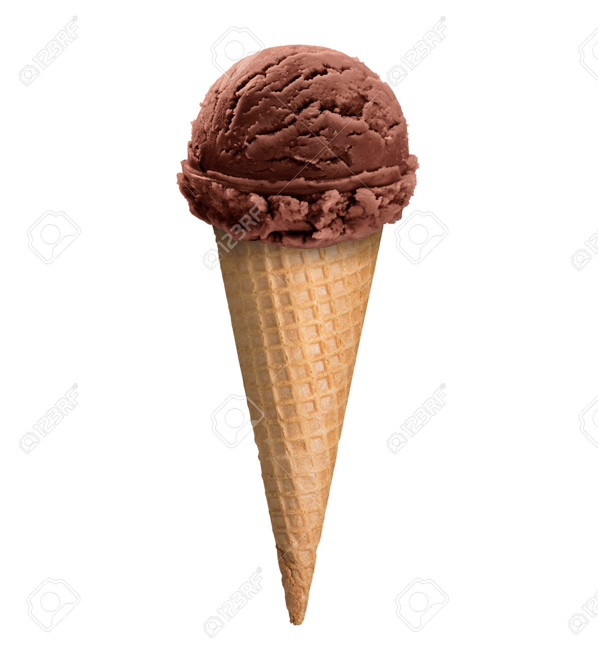 Chocolate Ice Cream In A Cone Isolated On White Background Cocoa Stock Photo Picture And Royalty Free Image Image 33953136