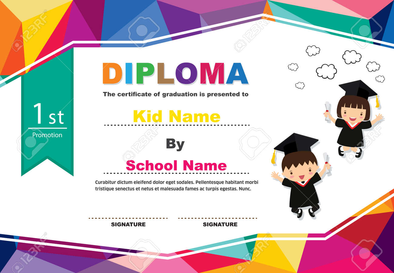 kids diploma certificate background design template royalty free kid certificate