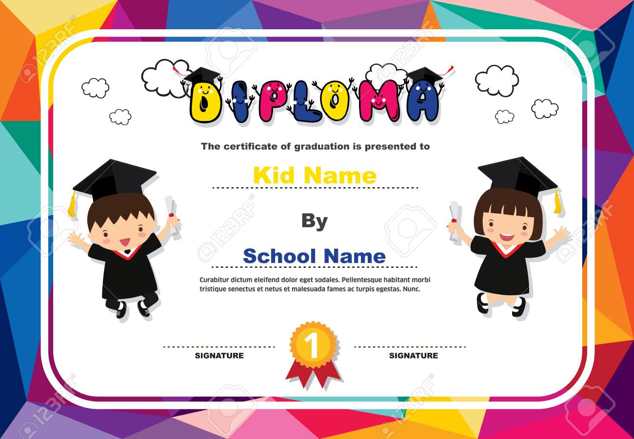 kids diploma certificate background design template royalty free kid certificate