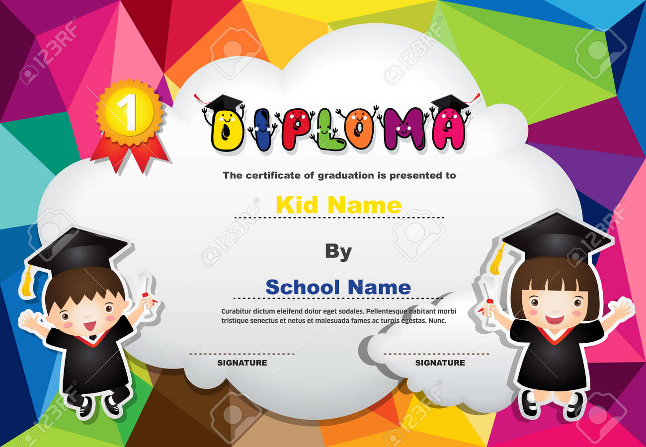 kids diploma certificate background design template royalty free kid certificate