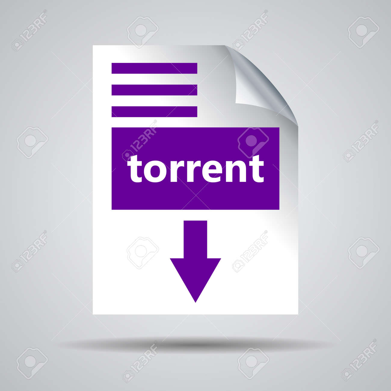 Flat Ultra Violet Torrent Format Download Icon On A Grey.