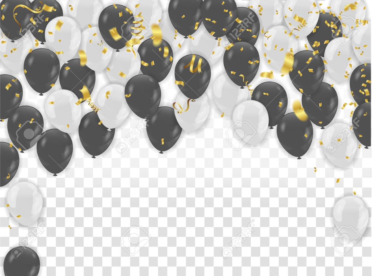 白と黒の風船のデザイン お祝いベクターのイラスト のイラスト素材 ベクタ Image