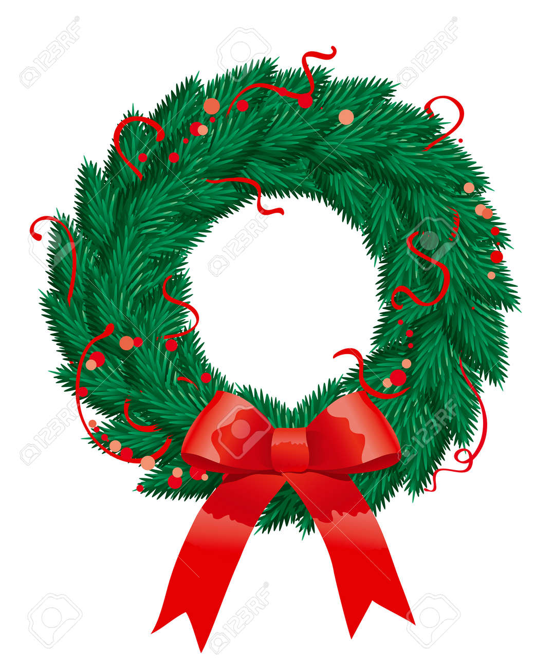 もみのクリスマス リース ホワイト バック グラウンドに花輪を捧げるのベクトル抽象的なクリスマス イラストのイラスト素材 ベクタ Image