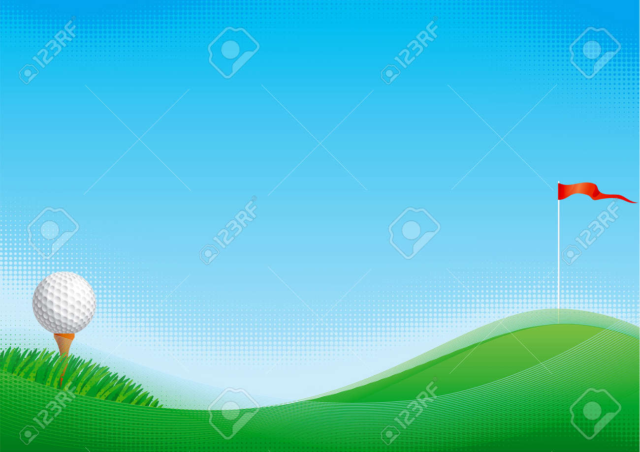 ゴルフ背景 ゴルフ ボール ゴルフ フラグと緑の草の背景を