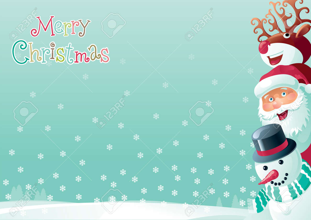 Buon Natale Song.Vettoriale Priorita Bassa Di Buon Natale Vettoriale Di Babbo Natale Pupazzo Di Neve E Renna Dal Naso Rosso Sul Paesaggio Invernale Neve In Stile Retro Image 63827029