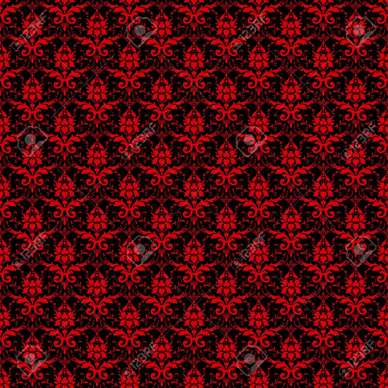 Seamless Black & Red Damask Stock Photo, Picture and Royalty Free Image.  Image 16698916.