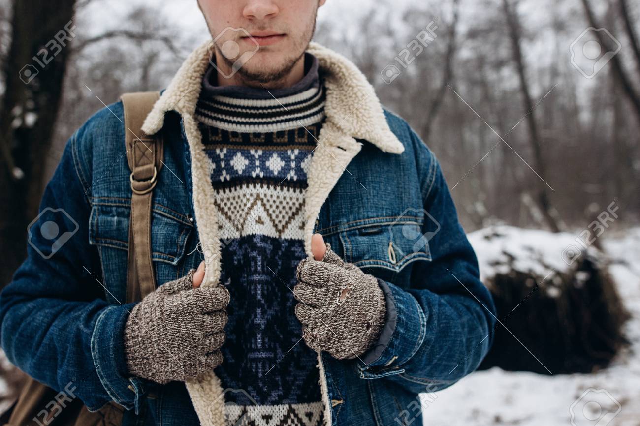 sweater with denim jacket