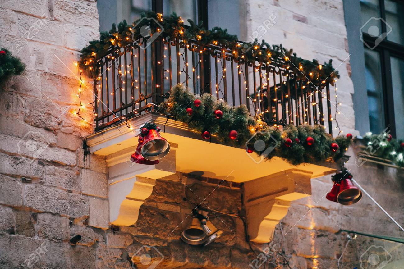 Stylish Christmas Decorations Red Jingle Bells Lights Fir