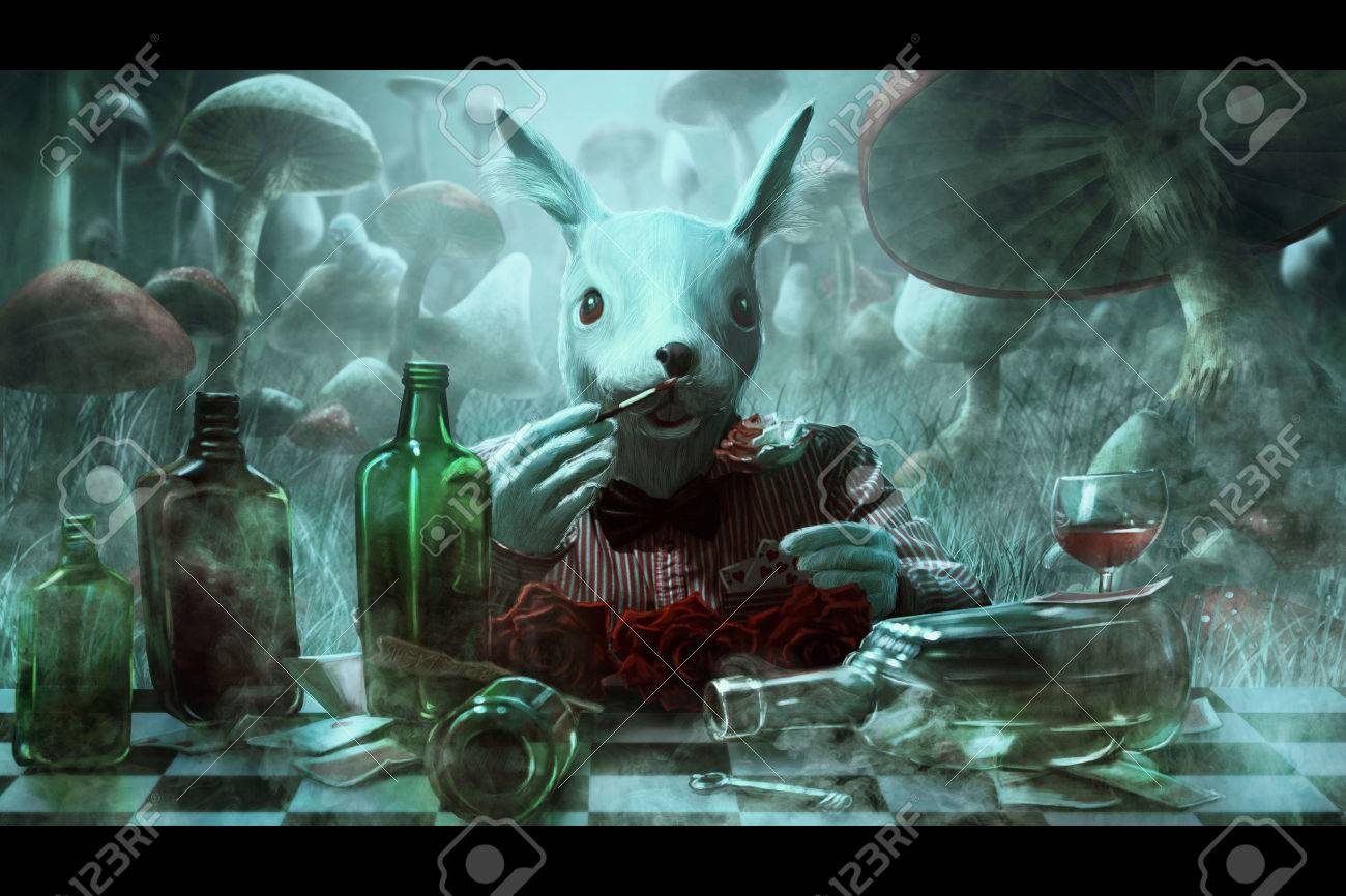 本 不思議の国のアリス 白ウサギ イラスト の写真素材 画像素材 Image