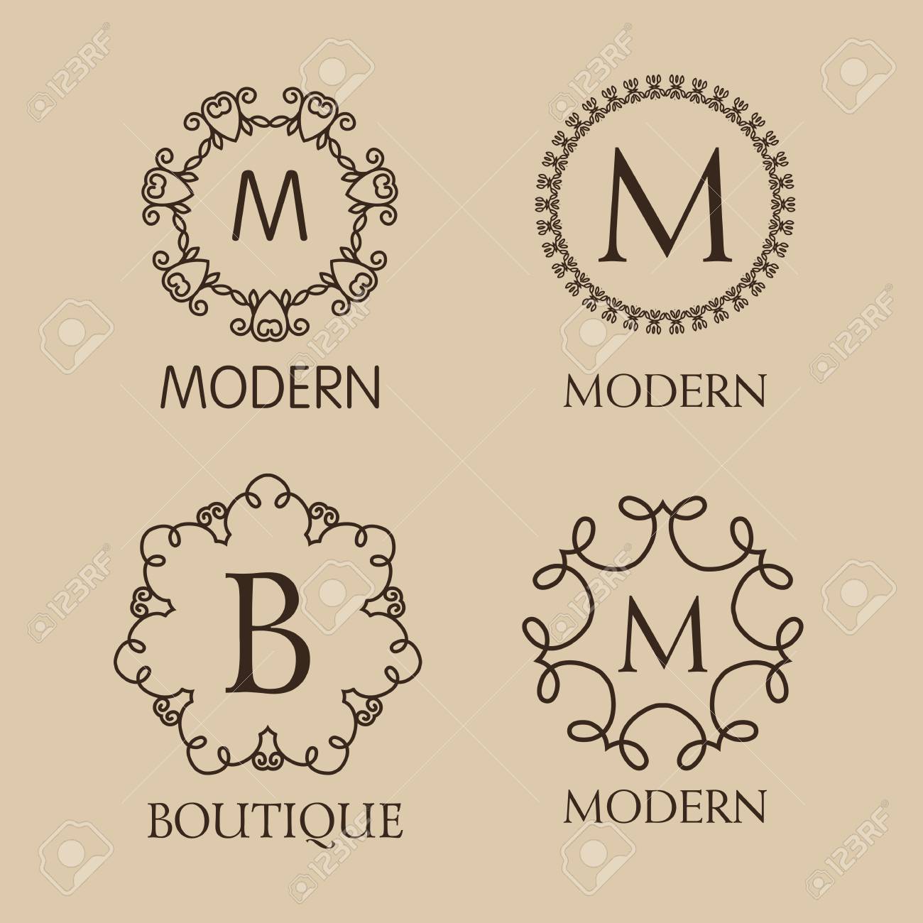 set of luxury simple and elegant monogram designs template