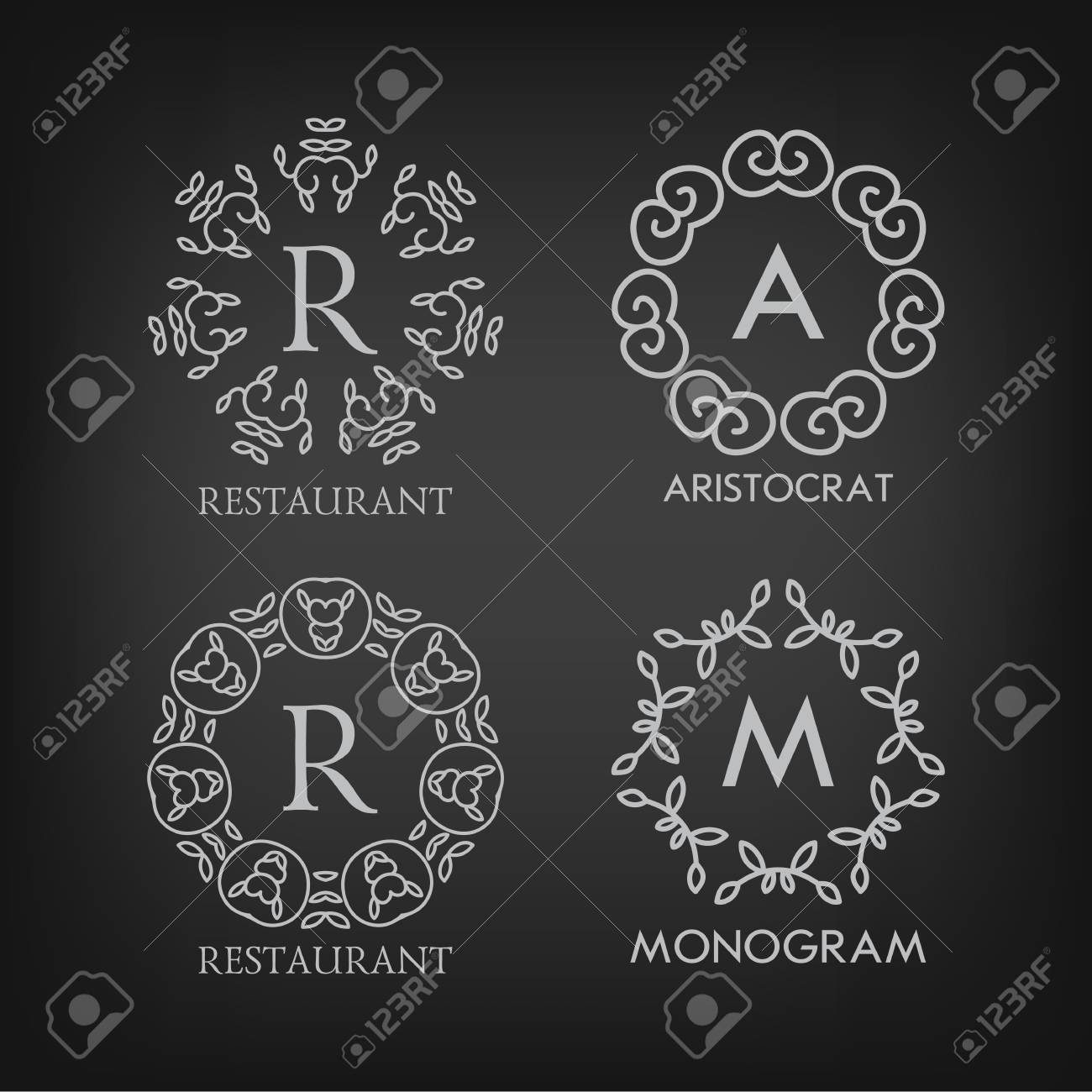 set of luxury simple and elegant monogram designs templates chalkboard templates