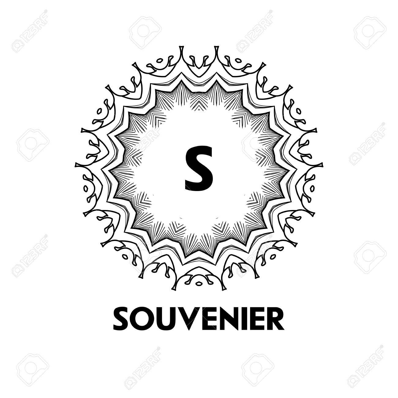 Monogram Design Vector Floral Outline Frame Or Border Abstract