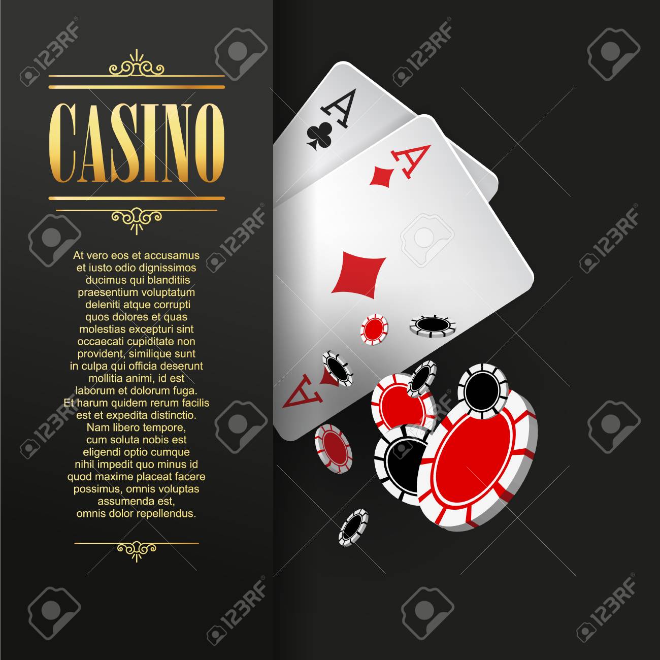 Casino Poster Or Banner Background Or Flyer Template. Casino Invitation  With Playing Cards And Poker Chips. Game Design. Playing Casino Games.  Vector Illustration. Royalty Free SVG, Cliparts, Vectors, And Stock  Illustration. Image