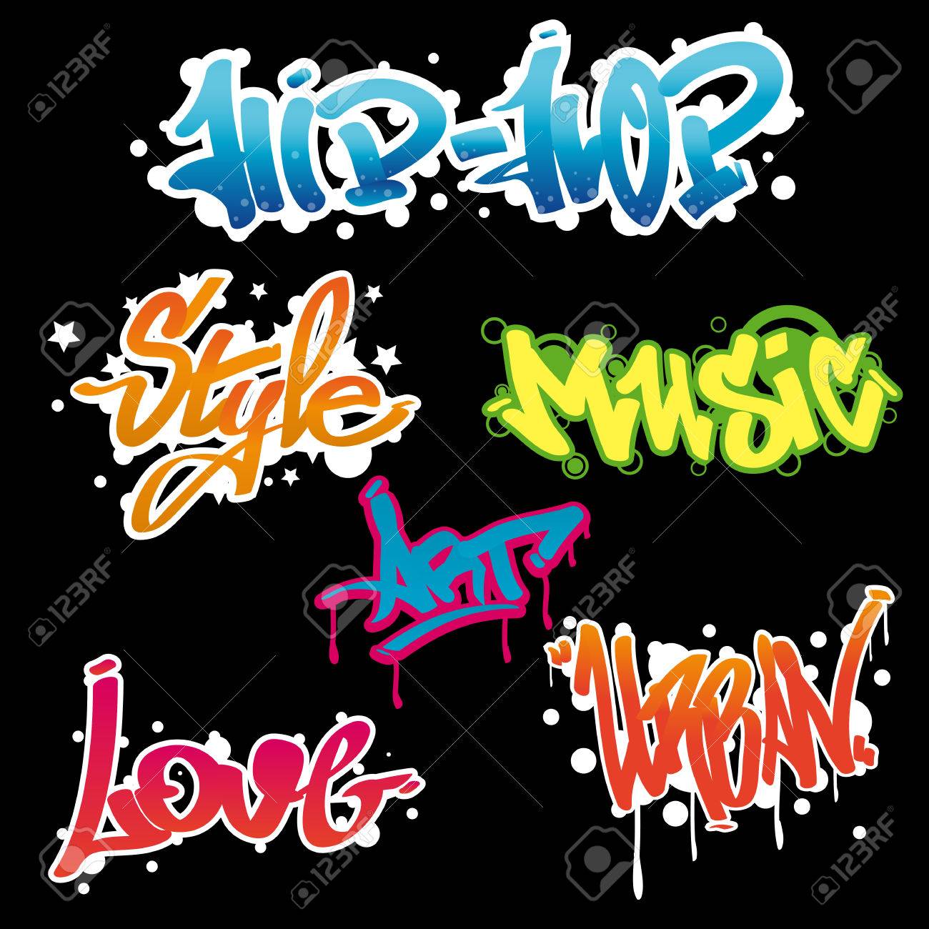 graffity lettering urban collection of art street style words