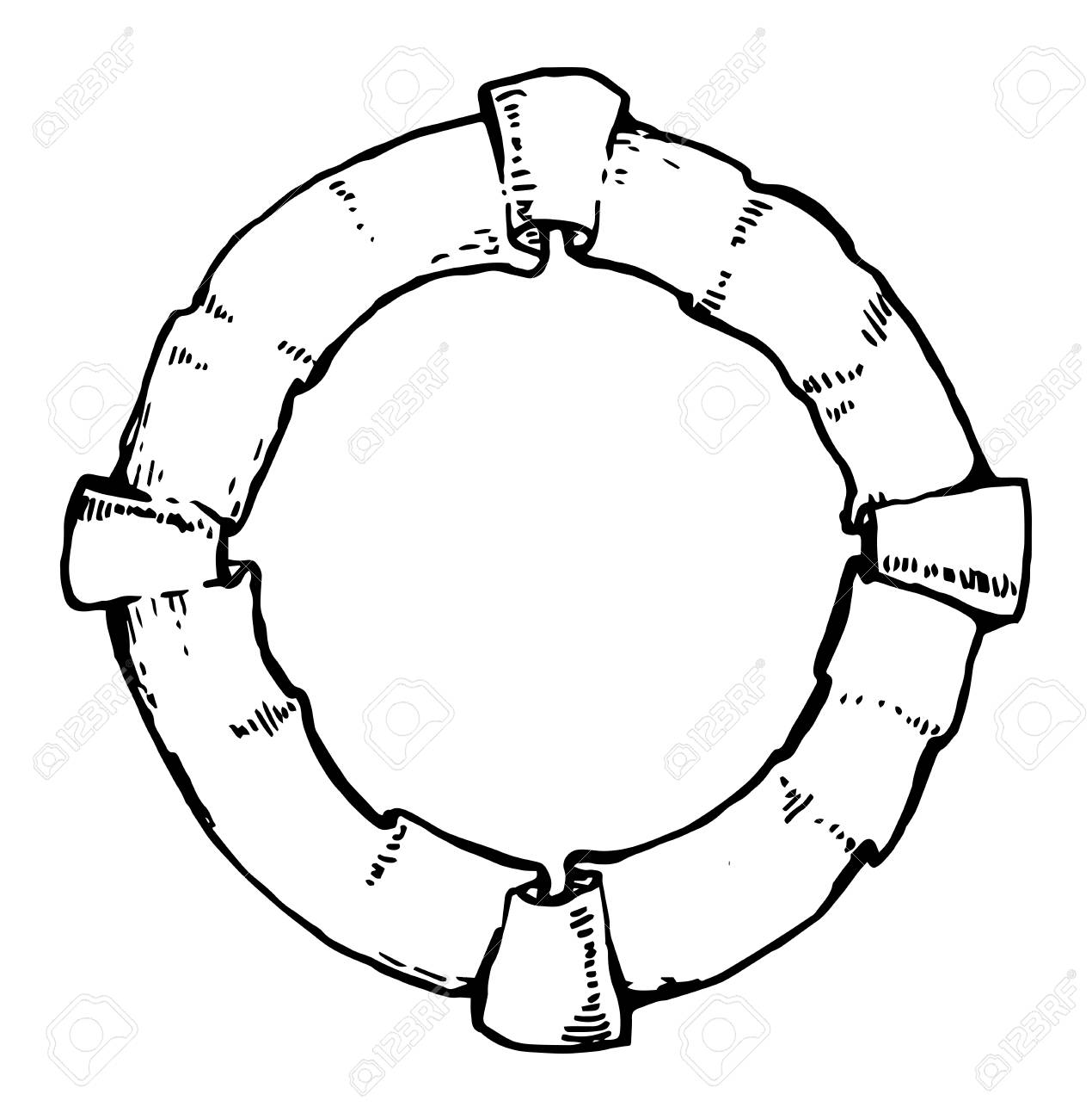 vintage circular ribbon banner hand drawn hand sketched element