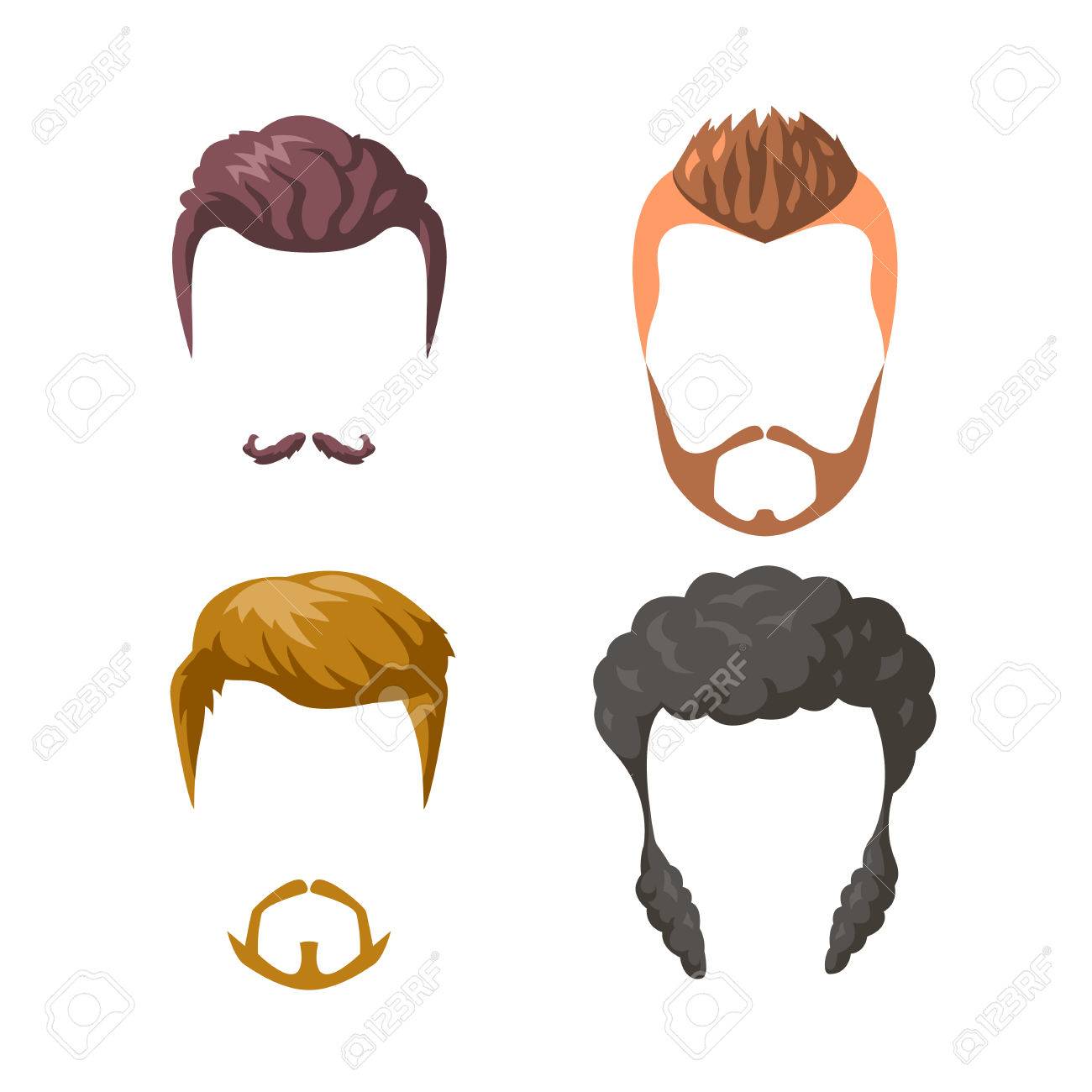 Beards Mustaches And Hairstyles Set Different Male Styles And