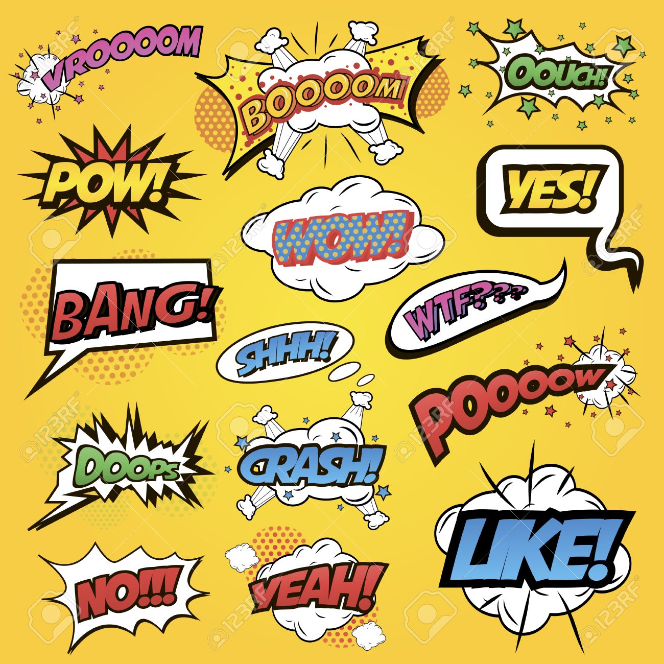comics speech and exclamations speech bubbles with dialog words words for style
