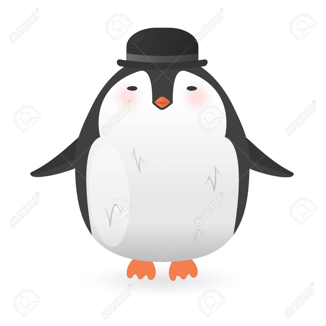 ペンギンの漫画のキャラクター 面白い鳥です 白い背景で隔離のベクター冬図 のイラスト素材 ベクタ Image