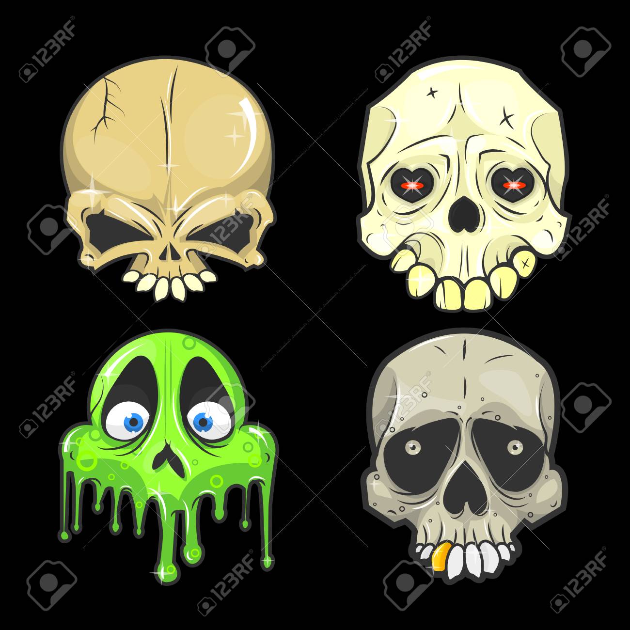 Set Of Halloween Skulls Halloween Symbol Of Day Of The Dead Or Halloween Spooky Set Of Halloween Skulls Halloween Symbol Of Day Of The Dead Or Halloween Spooky