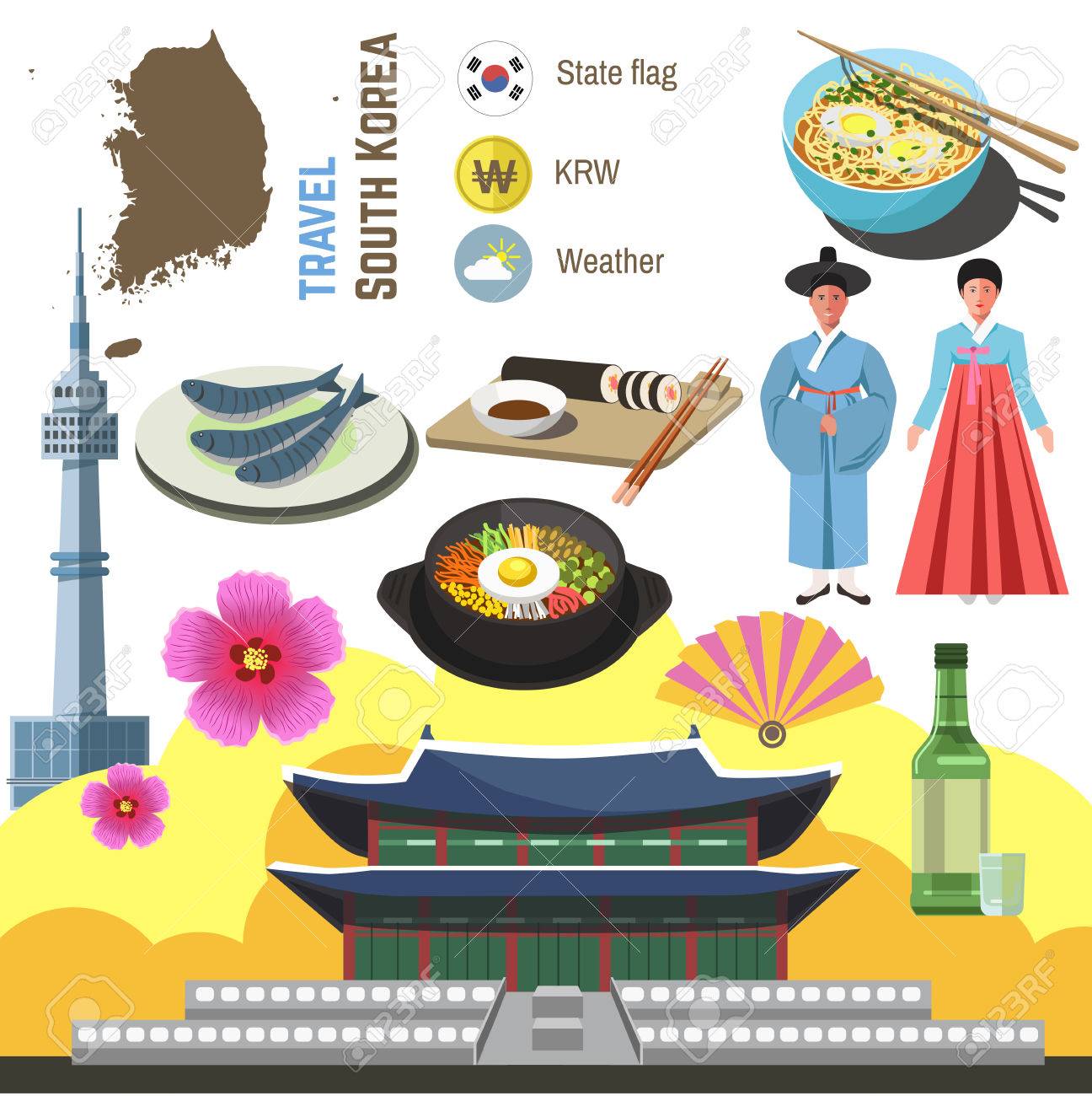 South Korea culture symbol set. Travel Seoul direction concept. Vector icons. Flat isolated illustration - 67674077 South Korea culture symbol set. Travel Seoul direction concept. Vector icons. Flat isolated illustration - 67674077