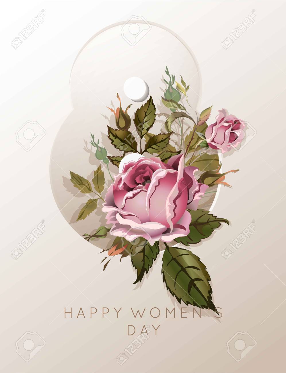 8 Mars Bouquet De Fleurs Pour La Journee De La Femme Modele De Carte De Voeux Clip Art Libres De Droits Vecteurs Et Illustration Image