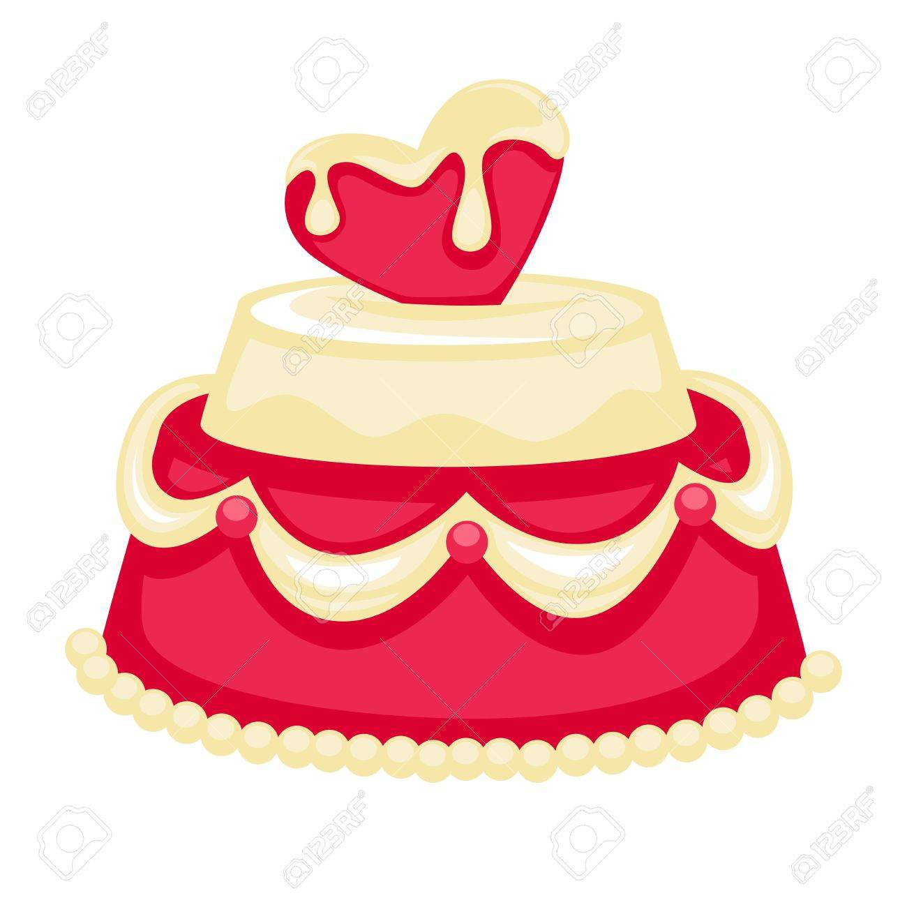 Wedding Cake With Pink Heart Bridal Decor Vector Template Icon 免版税剪贴画，向量插图和库存图片.  Image 73141884, image size:1300x1300