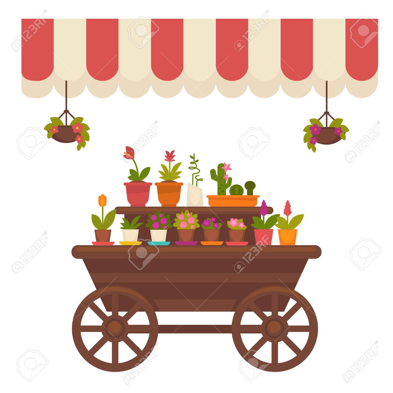 花の店でワゴン のイラスト素材 ベクタ Image