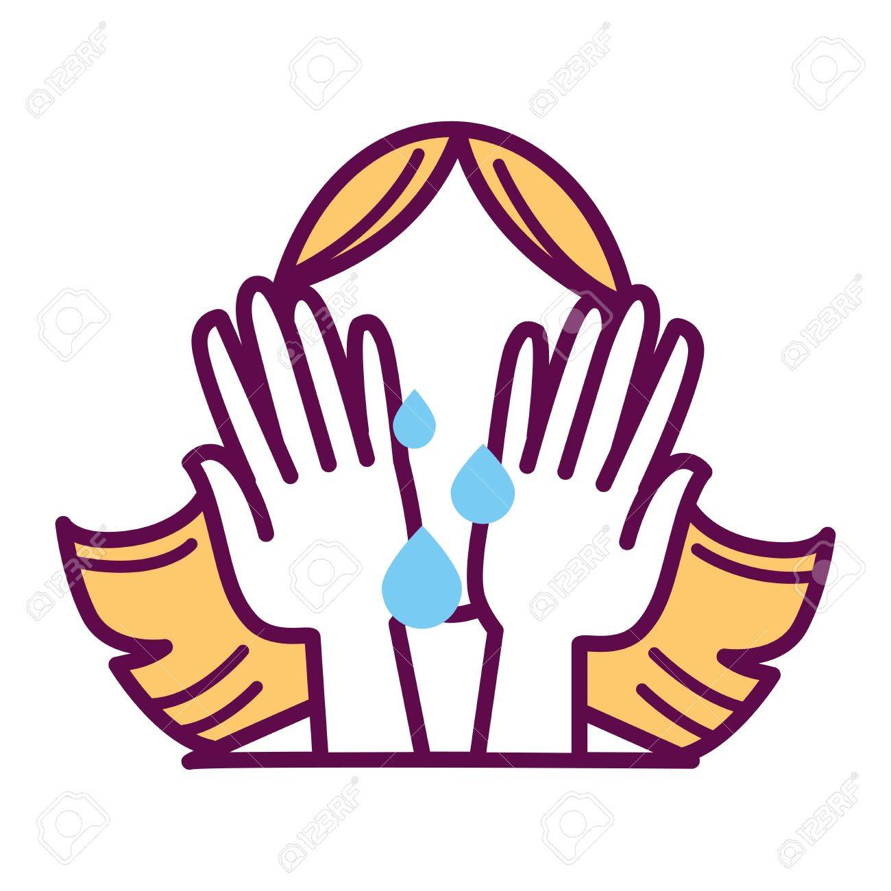 女性泣き顔終了のイラスト素材 ベクタ Image