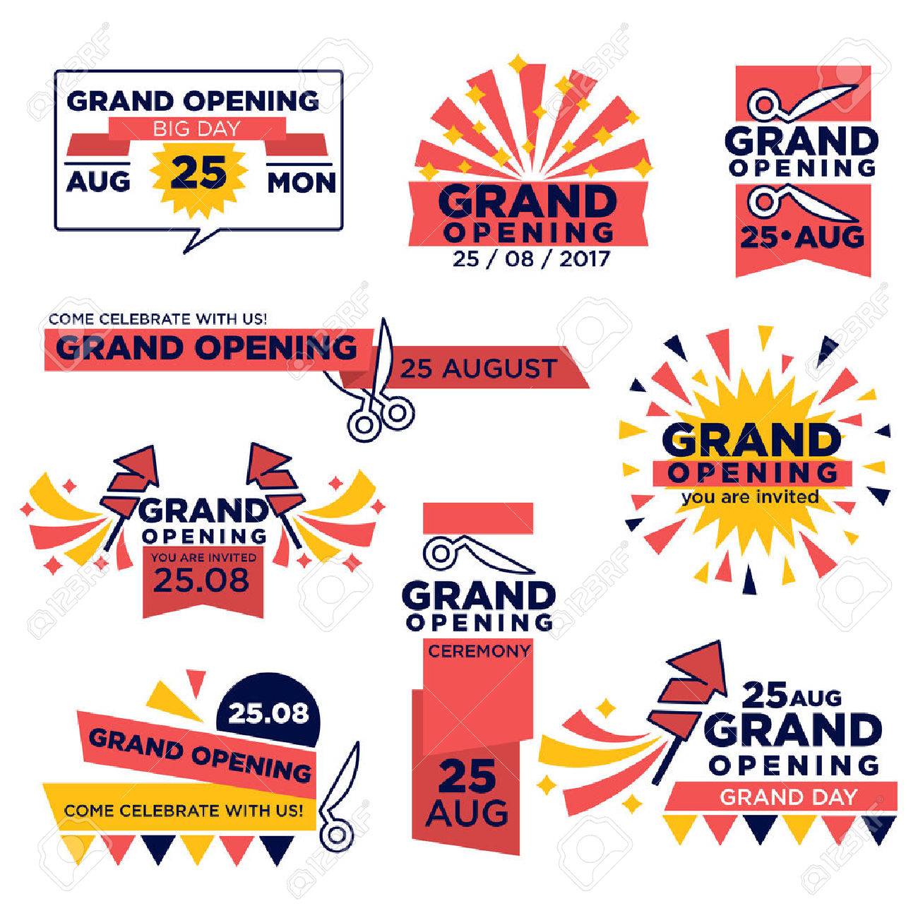 Grand opening event vector icons set for shop or festival - 79644281 Grand opening event vector icons set for shop or festival - 79644281