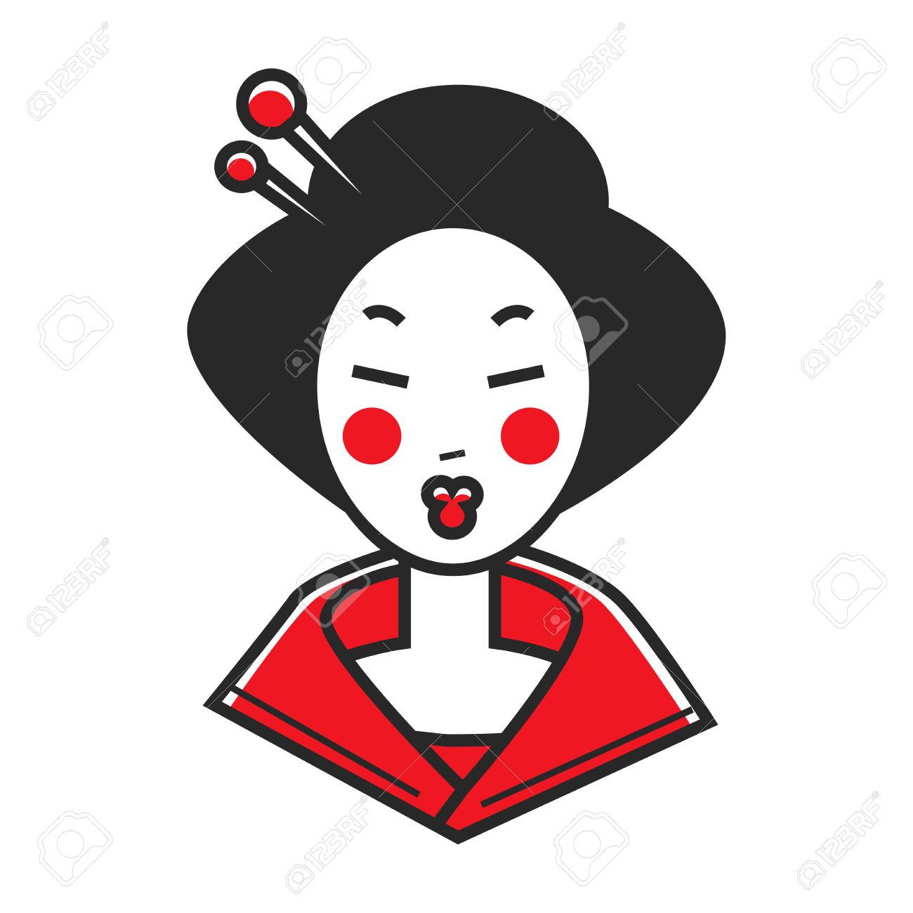 伝統的な化粧顔に日本人女性のベクトル イラスト のイラスト素材 ベクタ Image