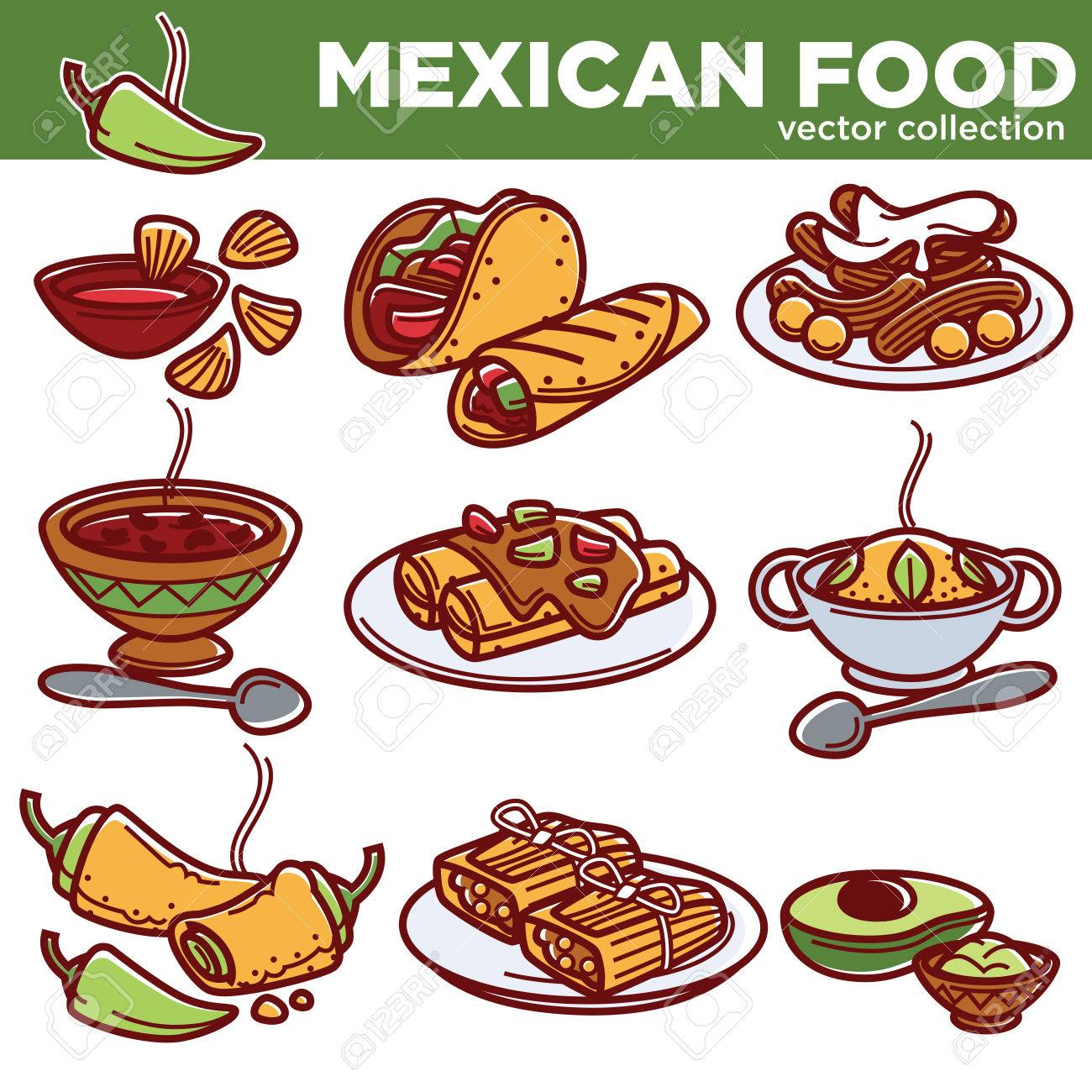伝統的なメキシコ料理料理料理レストランのメニューのアイコンのイラスト素材 ベクタ Image